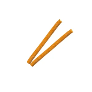 Barritas de regaliz de color naranja sabor melocotón con relleno dulce y cubiertas de azúcar pica-pica ácido